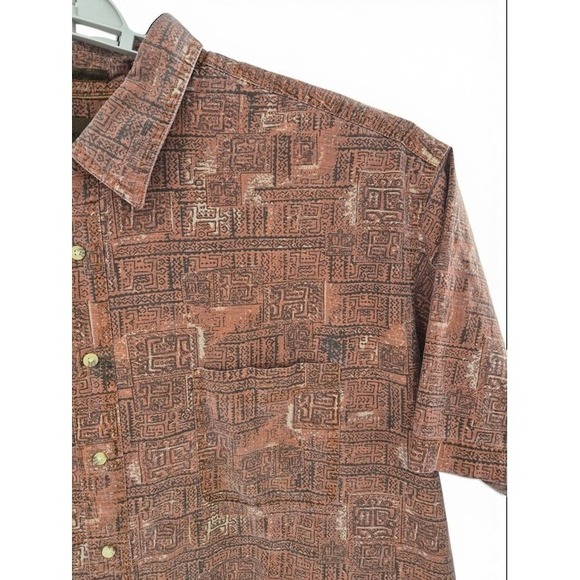 St. John's Bay Other - Vintage St John's‎ Bay Men's 3XL Tall Rust Brown Geometric Cotton Short Sleeve